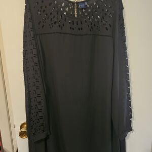 Kaari Blue Elegant Black Long Sleeve Dress